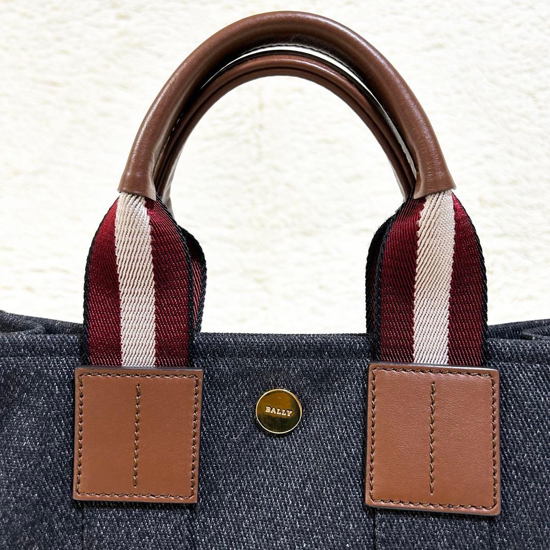 【未使用級】 BALLY トートバッグ キャンバス ネイビー インディゴ