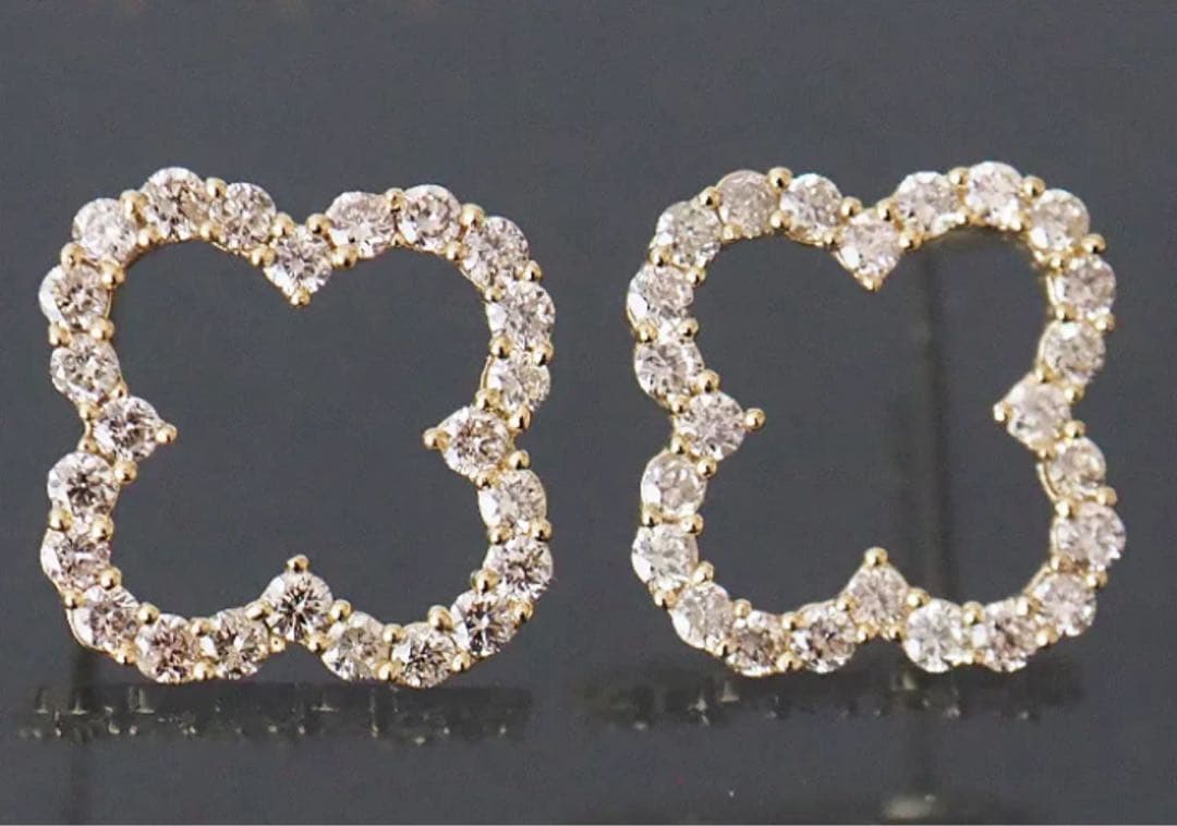 k18 フラワー ダイヤモンド ピアス