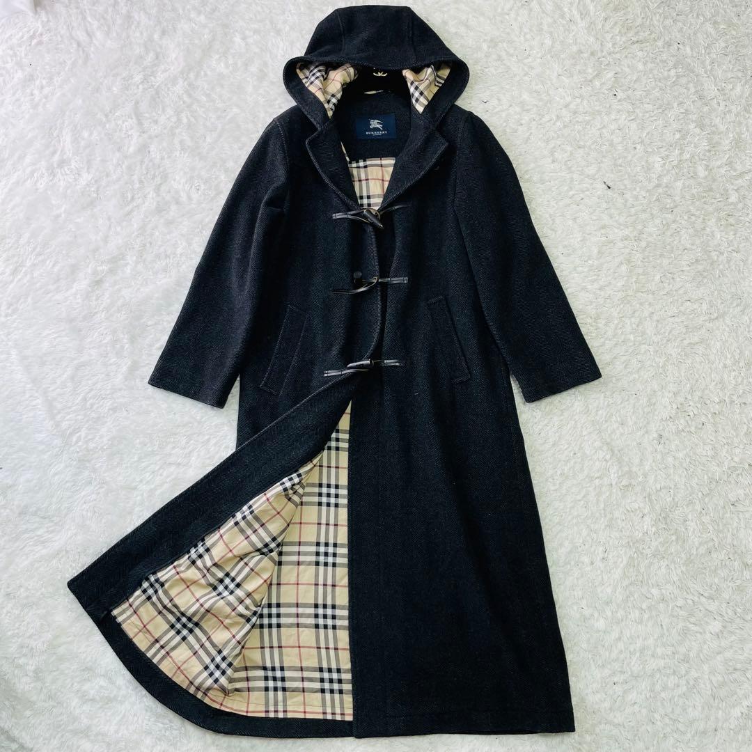 良品　バーバリーロンドン　ダッフルコート　ノバチェック ウール　カシミヤ混