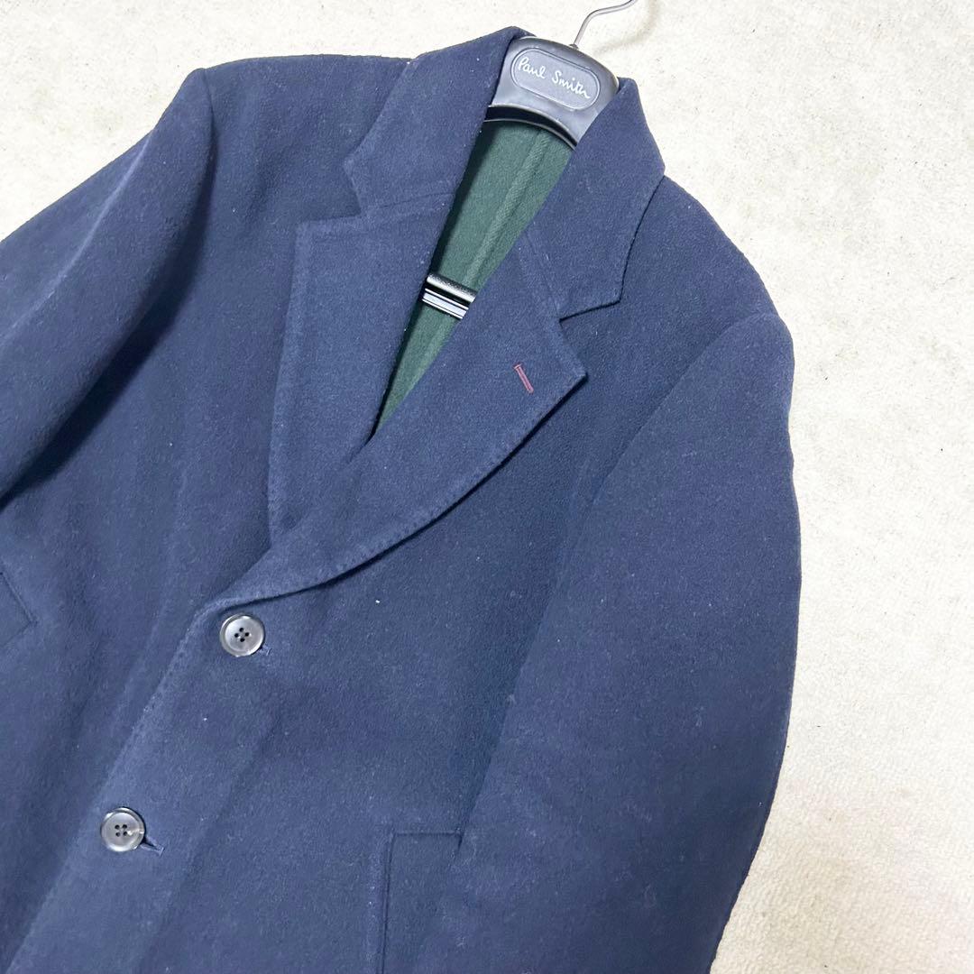 現行　PaulSmith ウールチェスターコート　ネイビー　バイカラー　緑