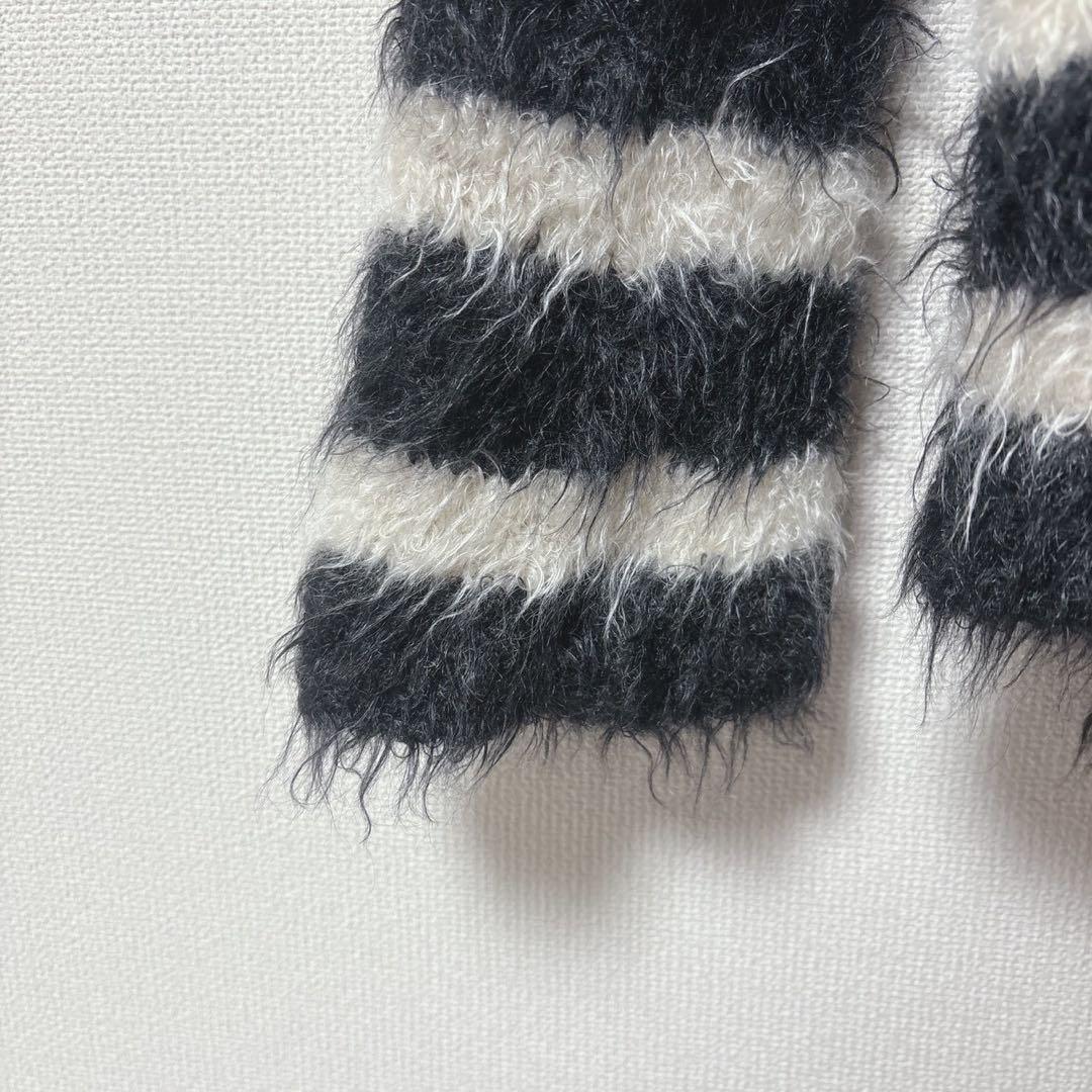 【ドゥロワー】 モヘヤ ウール　シャギー ボーダー クルーネックニット　長袖