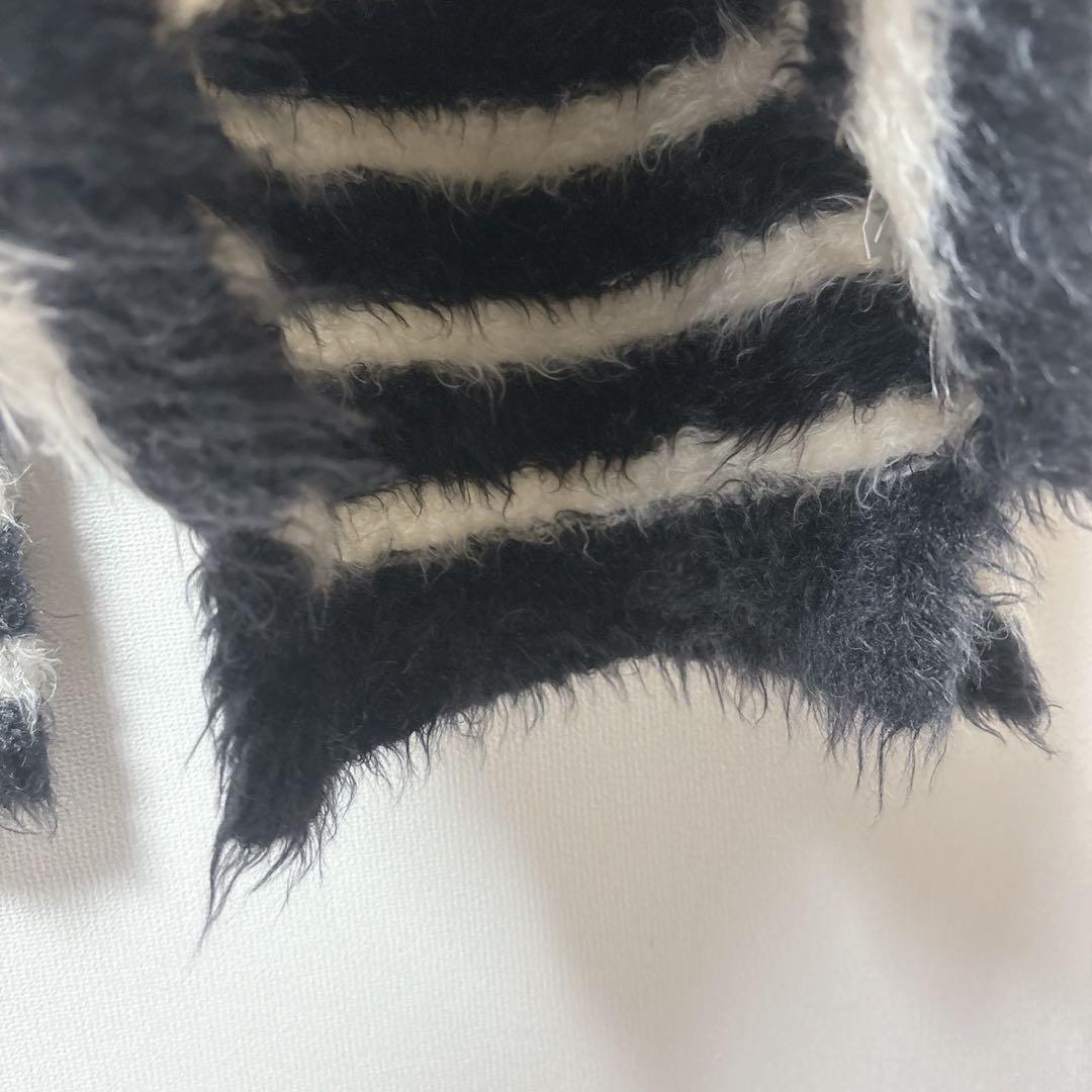 【ドゥロワー】 モヘヤ ウール　シャギー ボーダー クルーネックニット　長袖