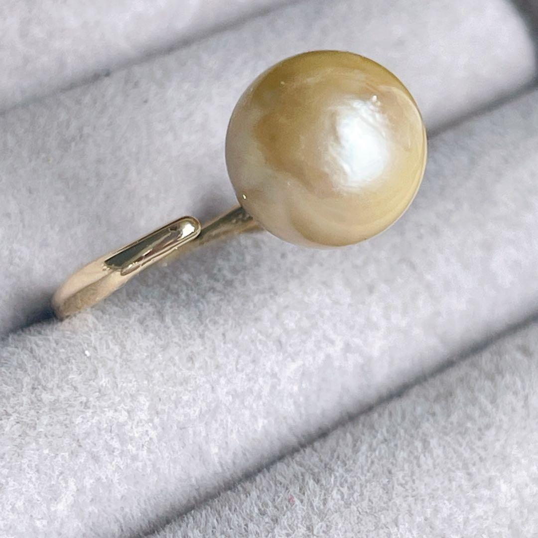 043 南洋パールオープンリング　ゴールド白蝶真珠　12号　フリーサイズ