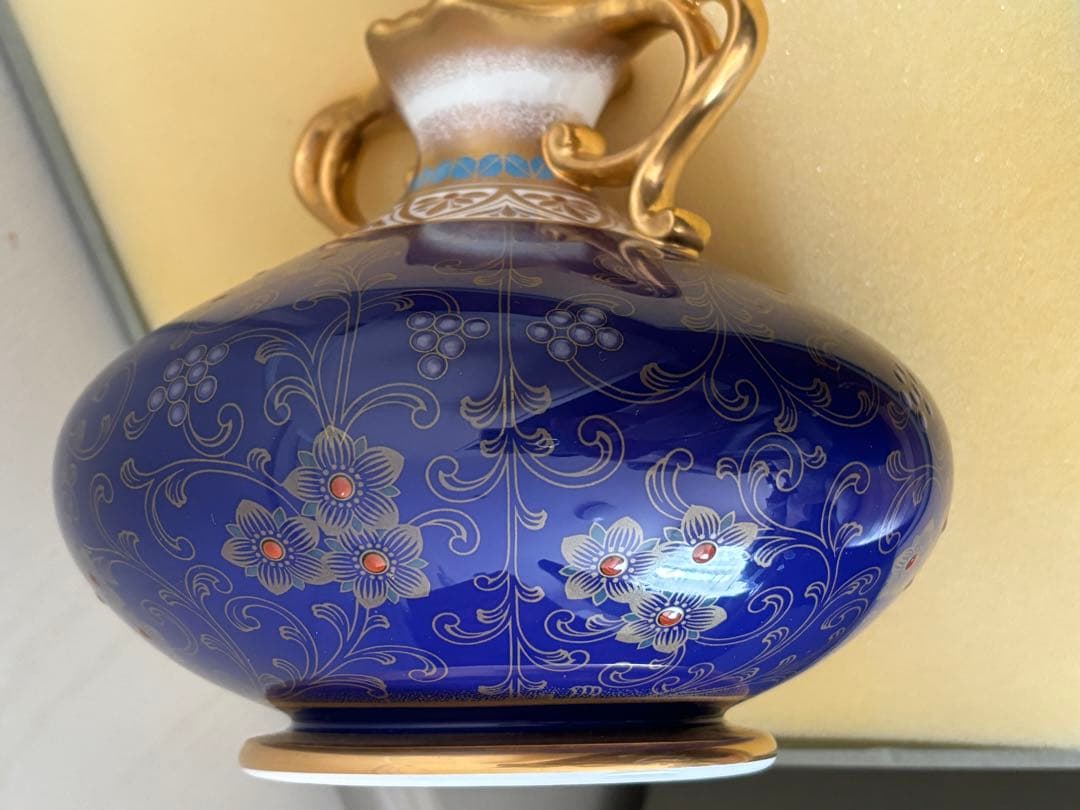 Noritake 美術品　花瓶　瑠璃金彩葡萄盛　52922 希少品　共箱付　美品