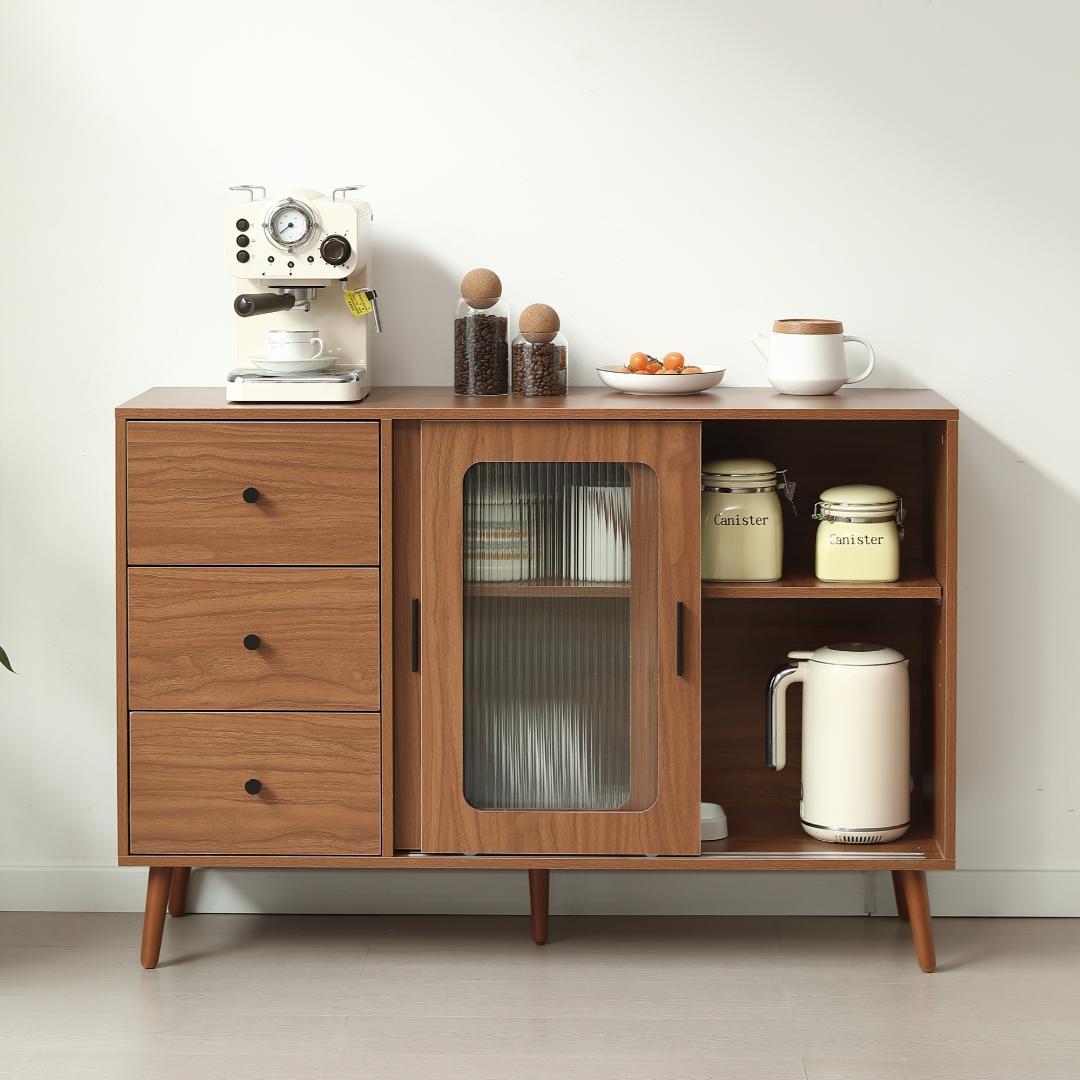 新登場！ 北欧風キャビネット サイドボード 食器棚 キャビネットBROWN