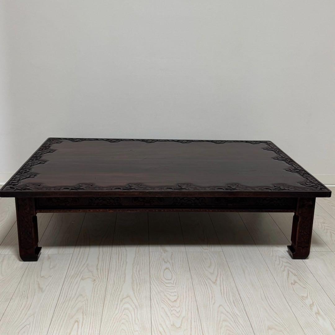 Icchodo軽井沢彫 桜 座卓 彫刻 時代ローセンターテーブル