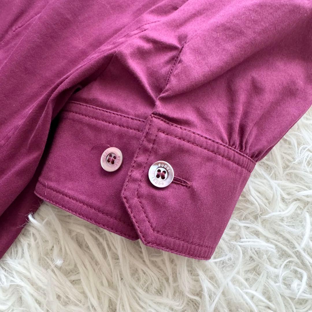 【グッチ】トムフォード期　ブラウス　ホースビット ボルドー　36 パフスリーブ