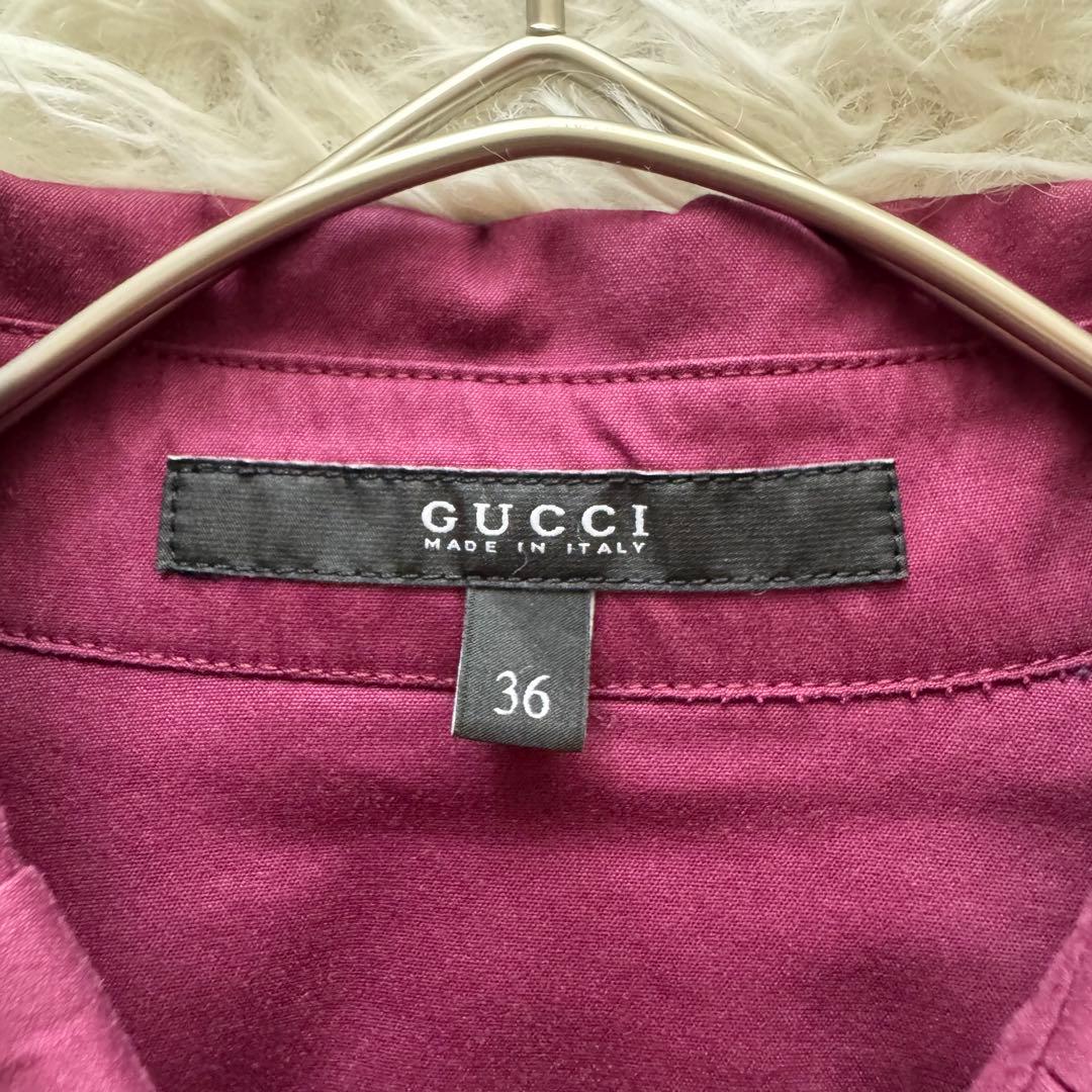 【グッチ】トムフォード期　ブラウス　ホースビット ボルドー　36 パフスリーブ