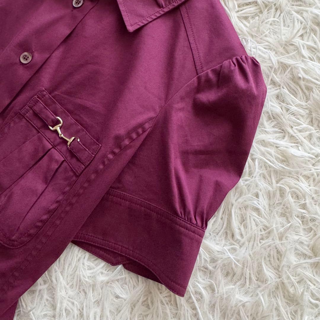 【グッチ】トムフォード期　ブラウス　ホースビット ボルドー　36 パフスリーブ