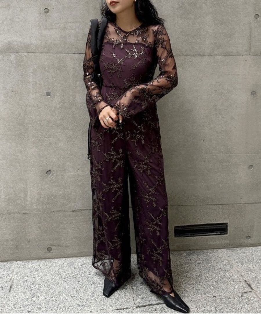 ameri vintage SPANGLE LACE ROMPERS Sサイズ