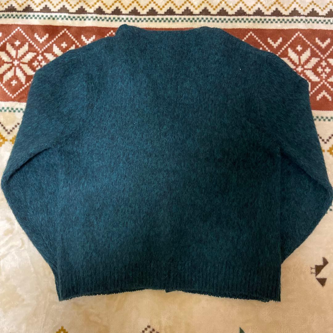 60s モヘアカーディガン 毛足長 ビッグサイズ グランジ グリーン ブラック