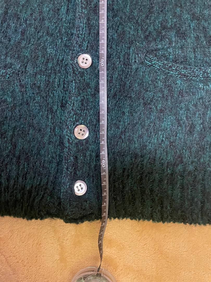 60s モヘアカーディガン 毛足長 ビッグサイズ グランジ グリーン ブラック