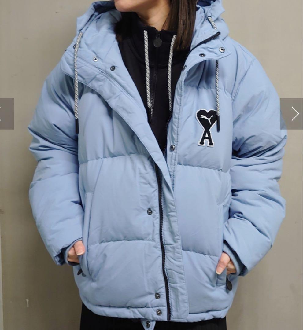 AMIPARIS PUMA フード付きライトブルーダウンジャケット