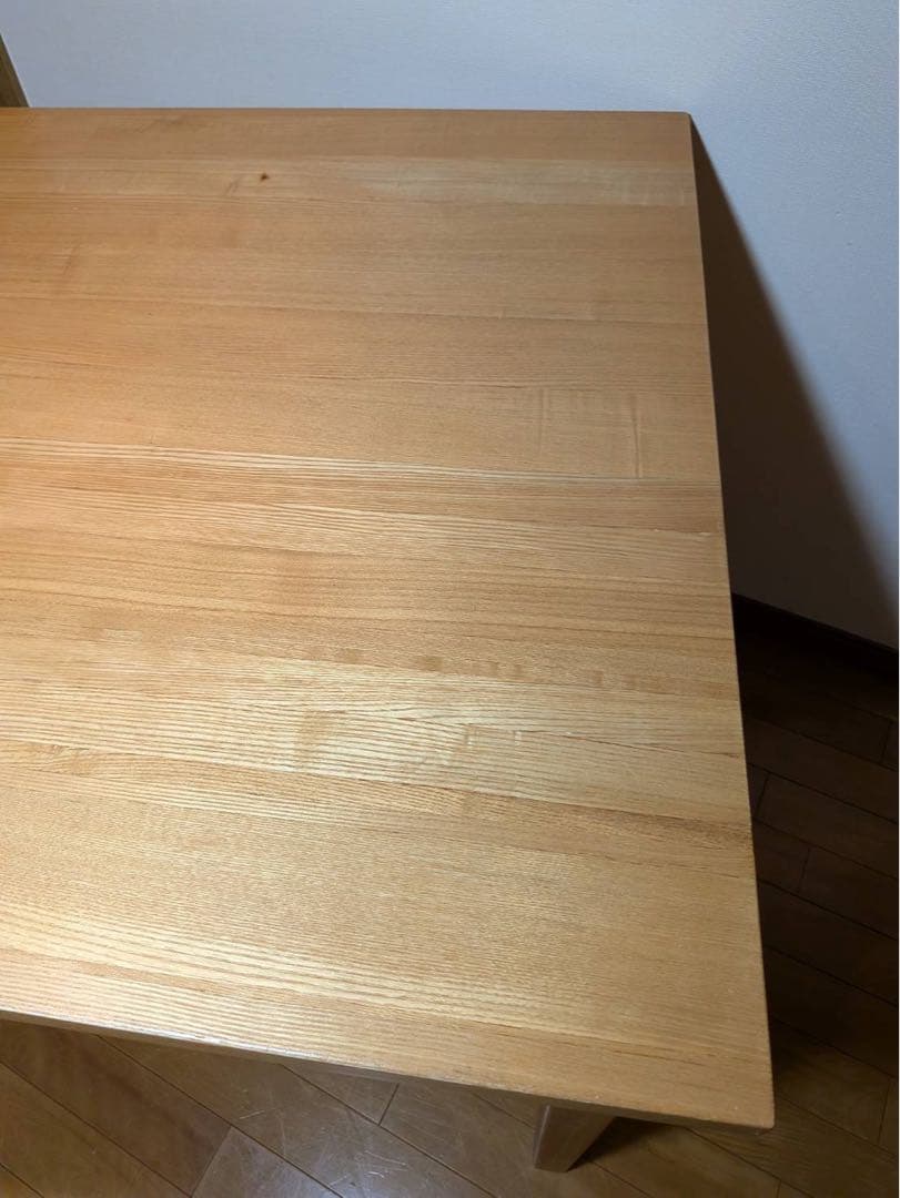 ■送料込■無印良品 正方形 木製デスク タモ材 天然木 廃盤机ダイニングテーブル