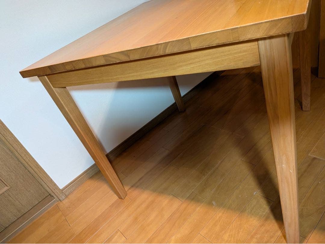 ■送料込■無印良品 正方形 木製デスク タモ材 天然木 廃盤机ダイニングテーブル