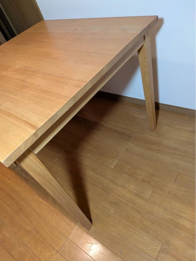 ■送料込■無印良品 正方形 木製デスク タモ材 天然木 廃盤机ダイニングテーブル