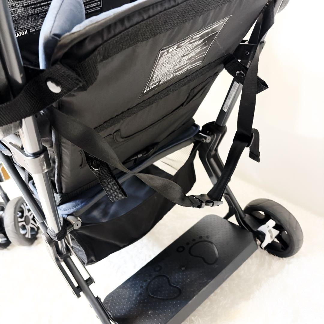 美品　KATOJI 二人乗りベビーカー 二人でゴー ネイビー リアシート付
