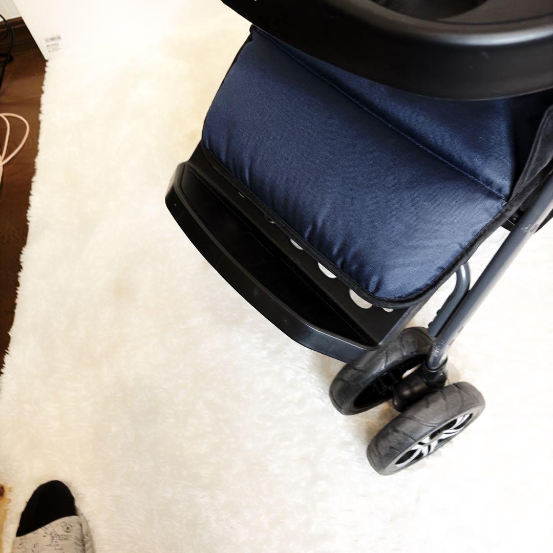 美品　KATOJI 二人乗りベビーカー 二人でゴー ネイビー リアシート付