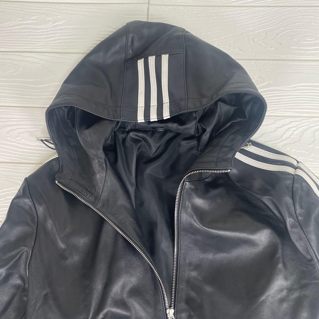 レディース　ラムレザー　パーカー　ジップアップ　ブラック　Ｌ