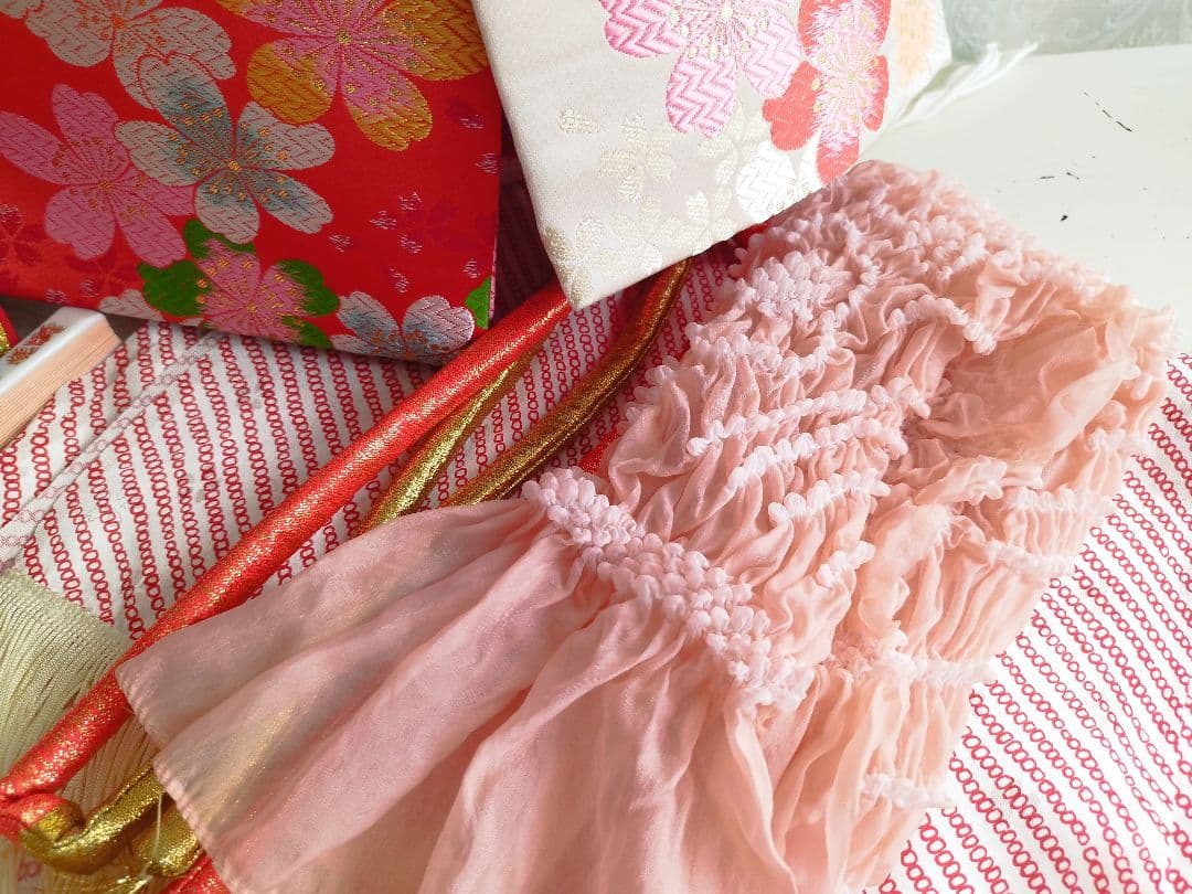 専用☆薄いブルーに大きな花薬玉が素敵☆七五三７歳フルセット