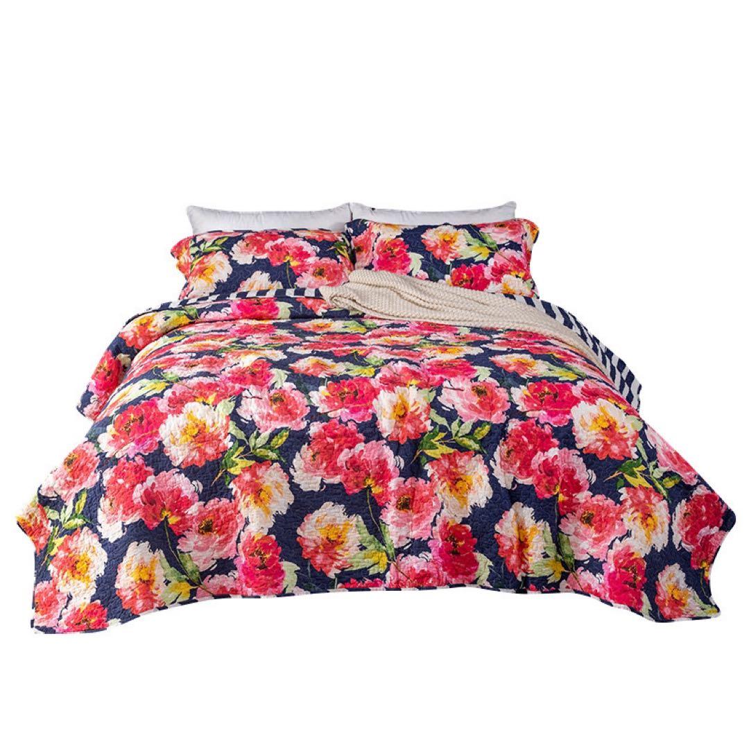 キルトベッドカバー3点セット綿マルチカバー キルティング 014