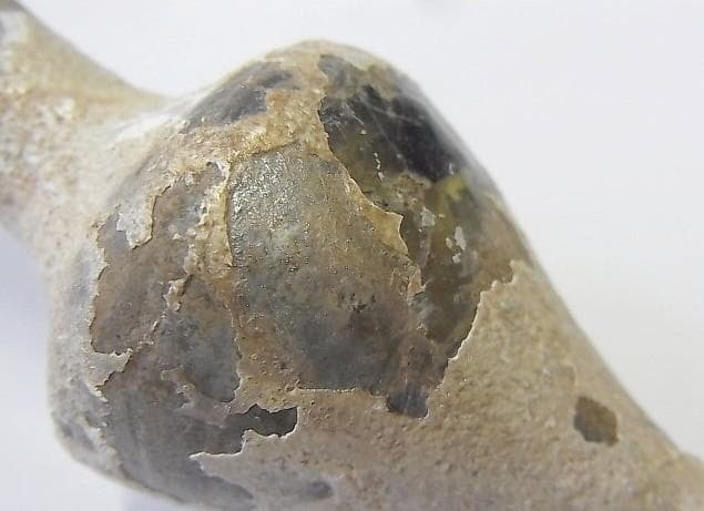 ★Y1417★古代　ガラス 化粧小瓶　銀風化　アイライン顔料壺　ローマ出土