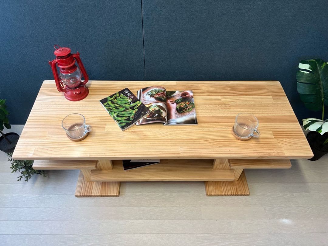 【在庫整理】 ローテーブル 木組みたっぷり収納 120cm 45cm パイン