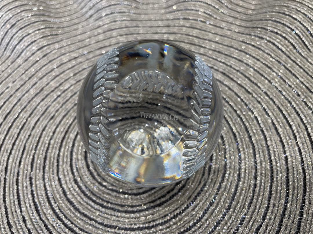 超希少 ティファニー　ペーパーウエイト　クリスタル　野球ボール　極美品