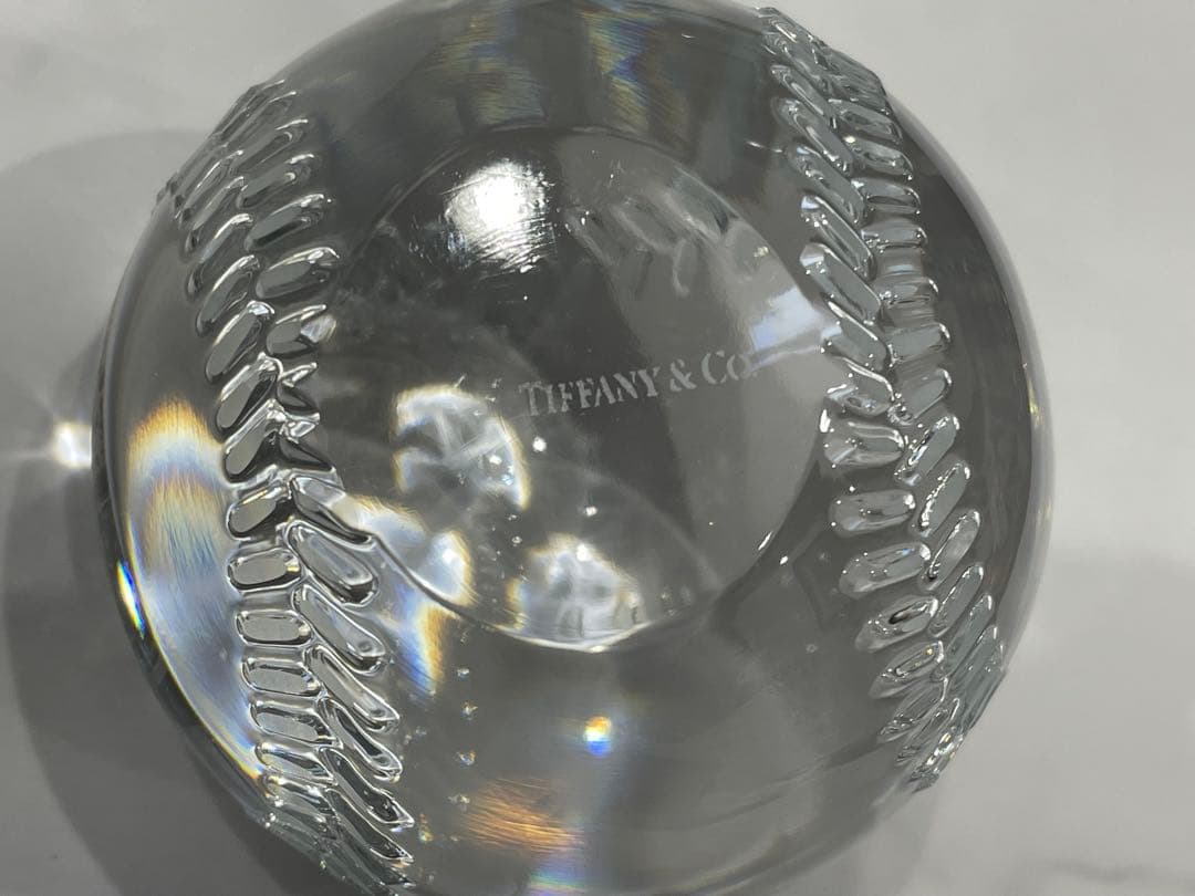 超希少 ティファニー　ペーパーウエイト　クリスタル　野球ボール　極美品