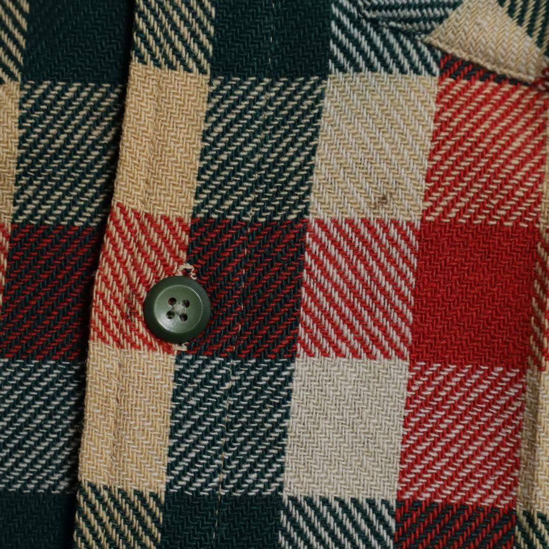 新品 希少 40's ウールシャツ マチ付 チェック ビンテージ 実物 美品