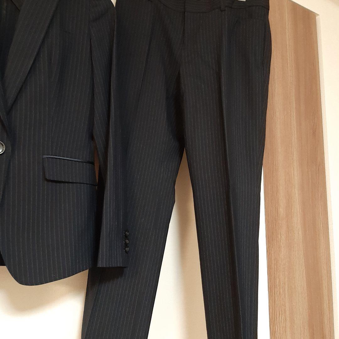 INDIVI ネイビー ストライプ パンツスーツ上36 下38 レディース　美品