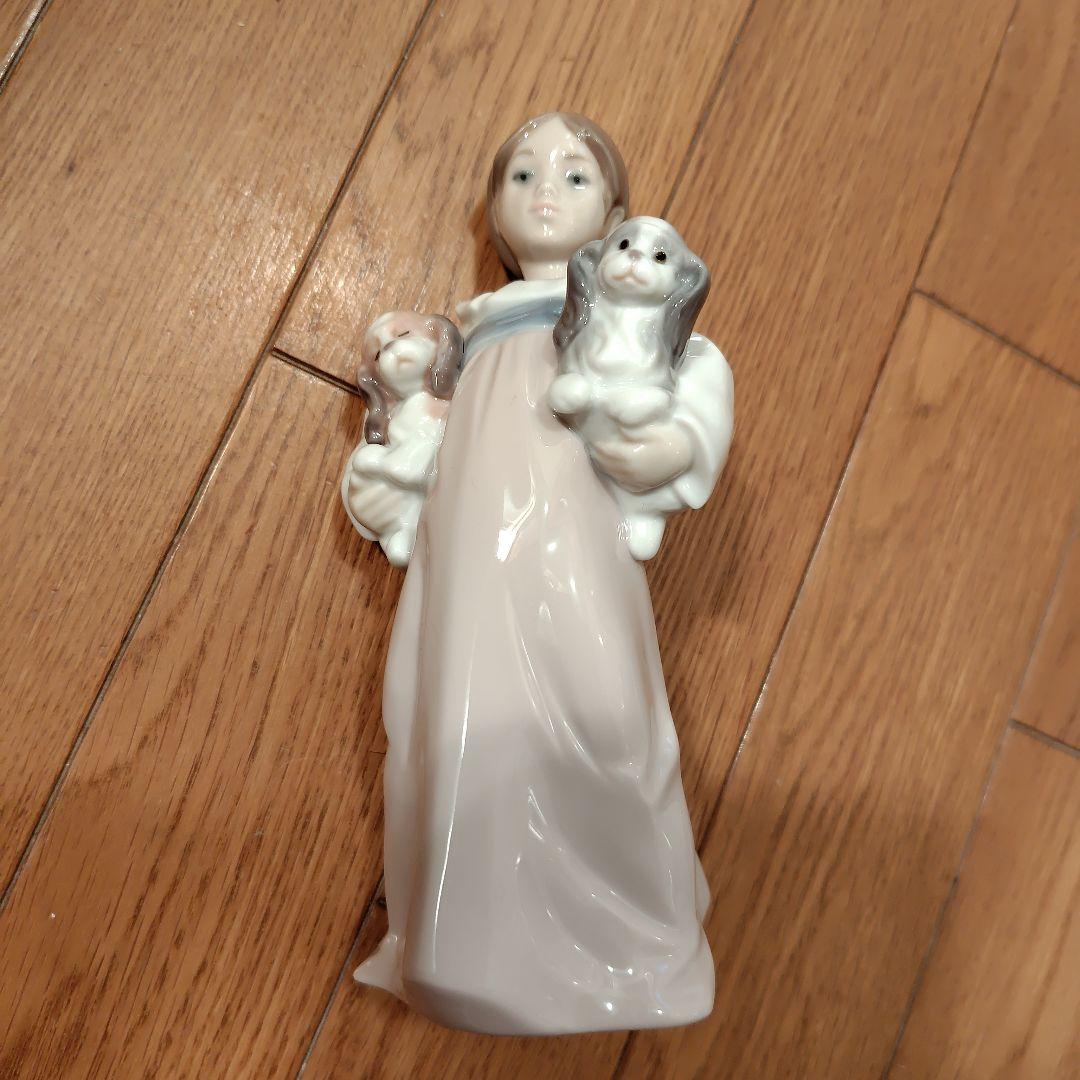 LLADRO リヤドロ　置き物　少女と犬私のパピィーたち　約20cm