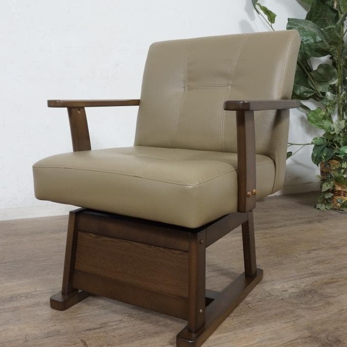 ベル　高級　肘あて付き　回転チェアー　高さ調節２段階 事務椅子　こたつ椅子