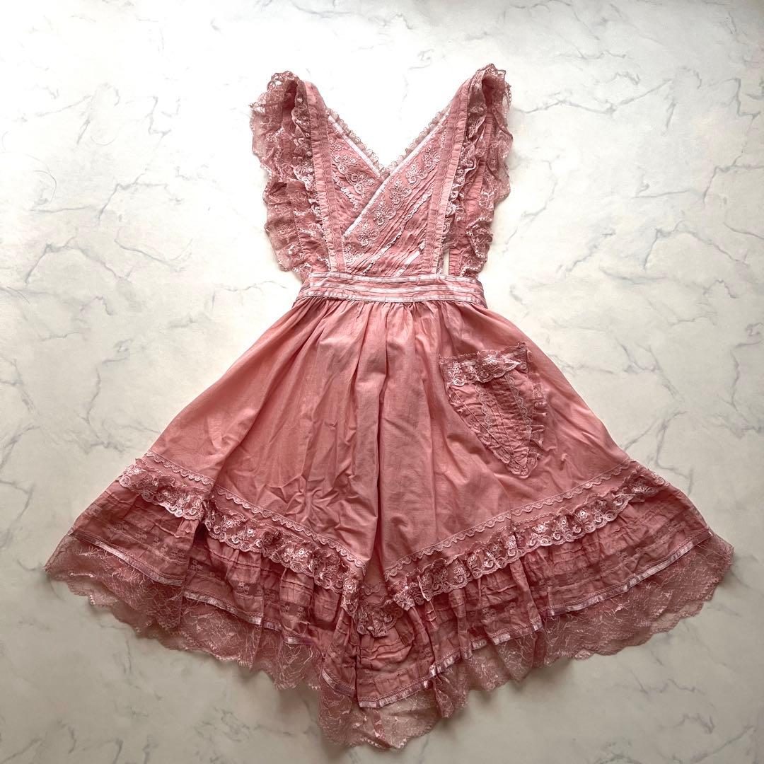 未使用✳︎希少 non non dorl フリルエプロン ピンク レース