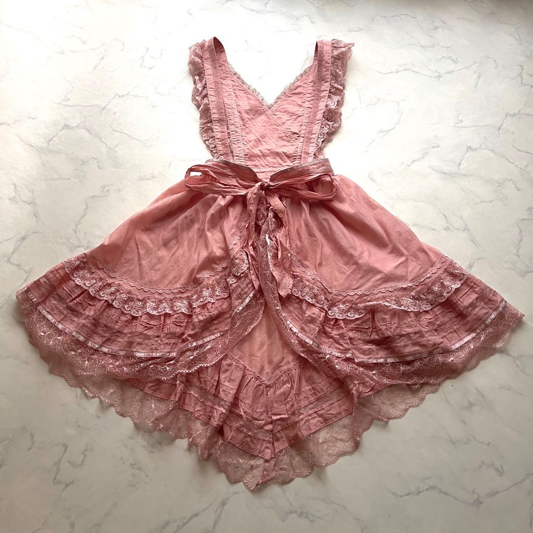 未使用✳︎希少 non non dorl フリルエプロン ピンク レース