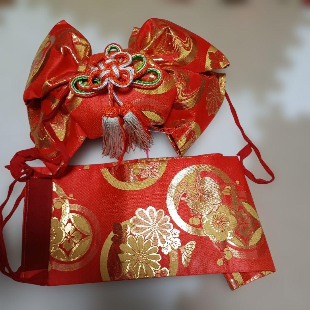 七歳　七五三 着物と着物セット　色赤と黄色