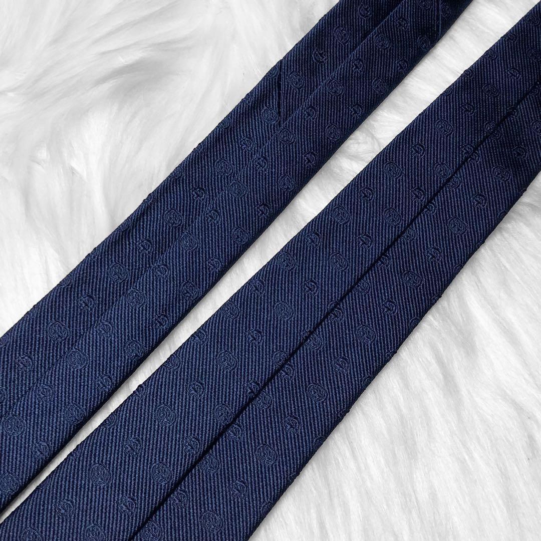 近代モデル★グッチ ネクタイ GG柄 ホースビット シェリーライン ネイビー