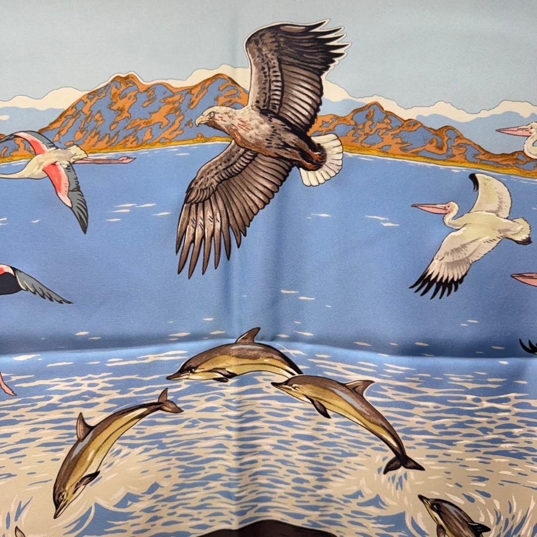 HERMES カレ90 スカーフ 地中海の貴重な生命 シルク100%