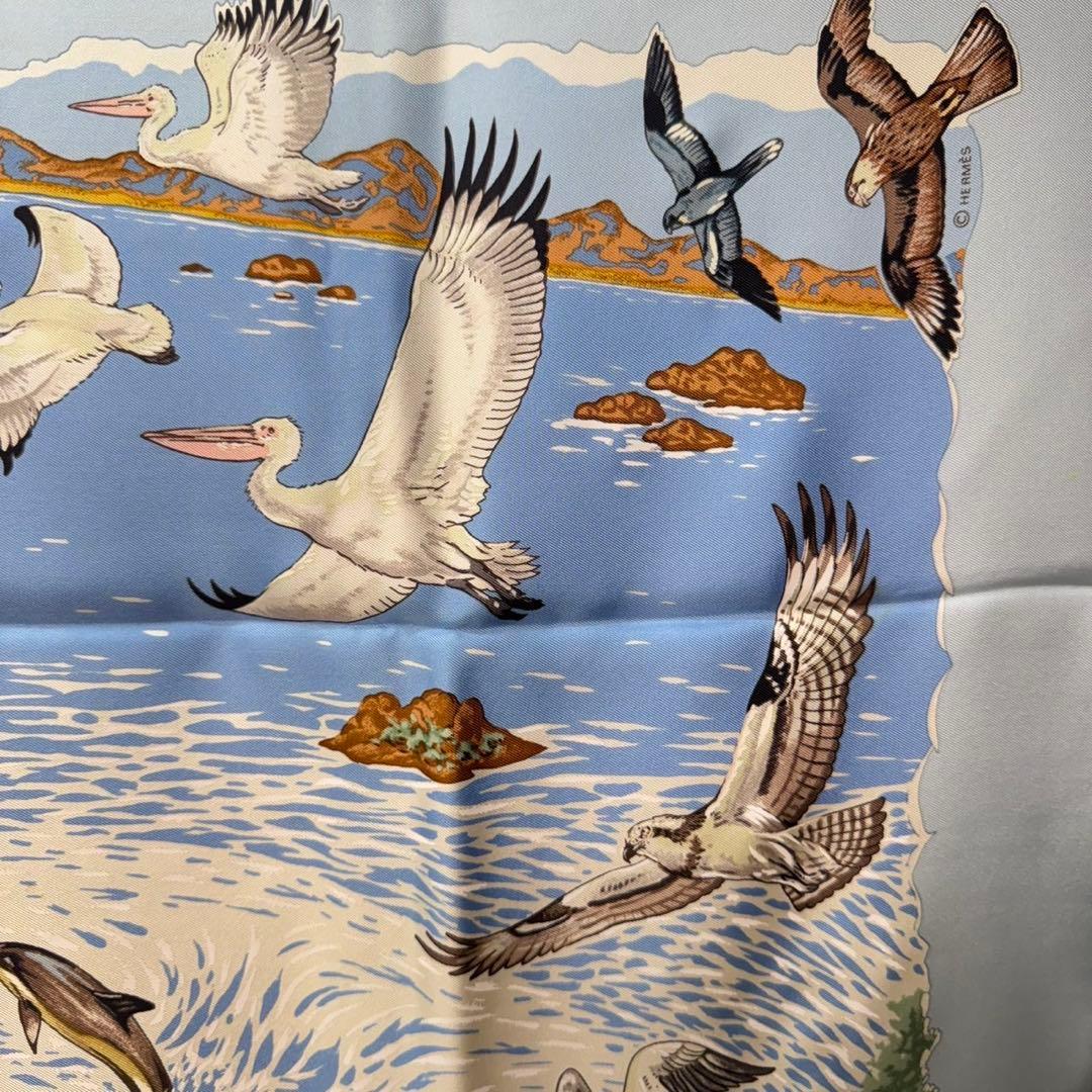 HERMES カレ90 スカーフ 地中海の貴重な生命 シルク100%