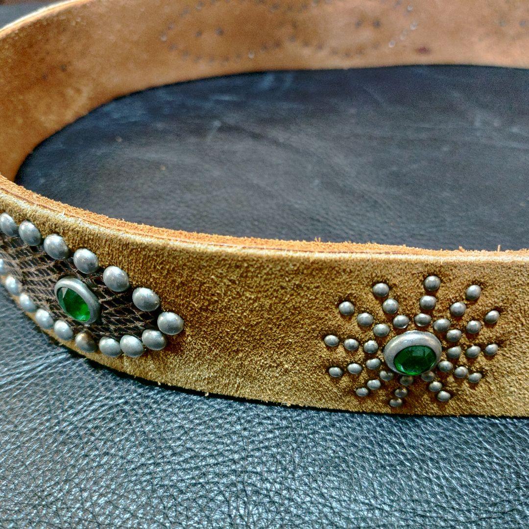 アメリカ製　ブラウンスエードスタッズベルト　36