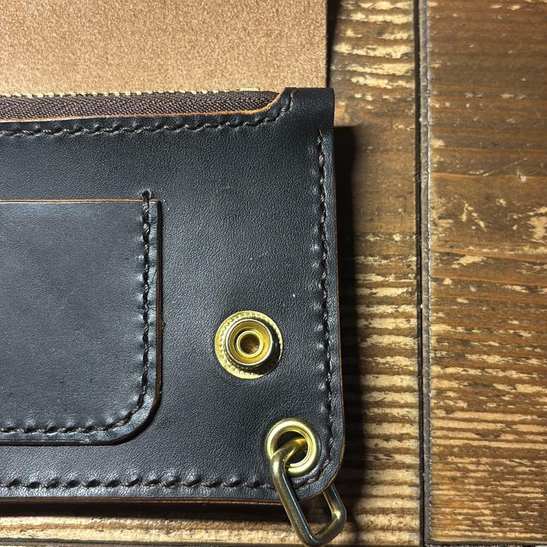 1点のみたつのハンドワックスレザー茶芯トラッカーウォレットチェーンセット