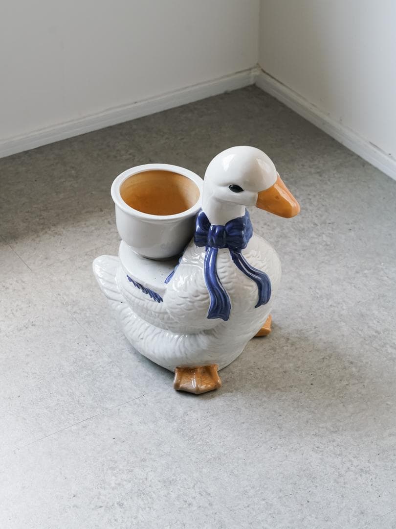 vintage アヒル 陶器 プランター 置物 アンティーク レトロ