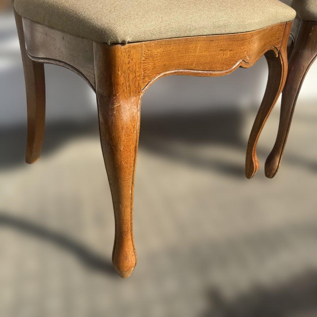 木製ラタンバックダイニングチェア 猫脚