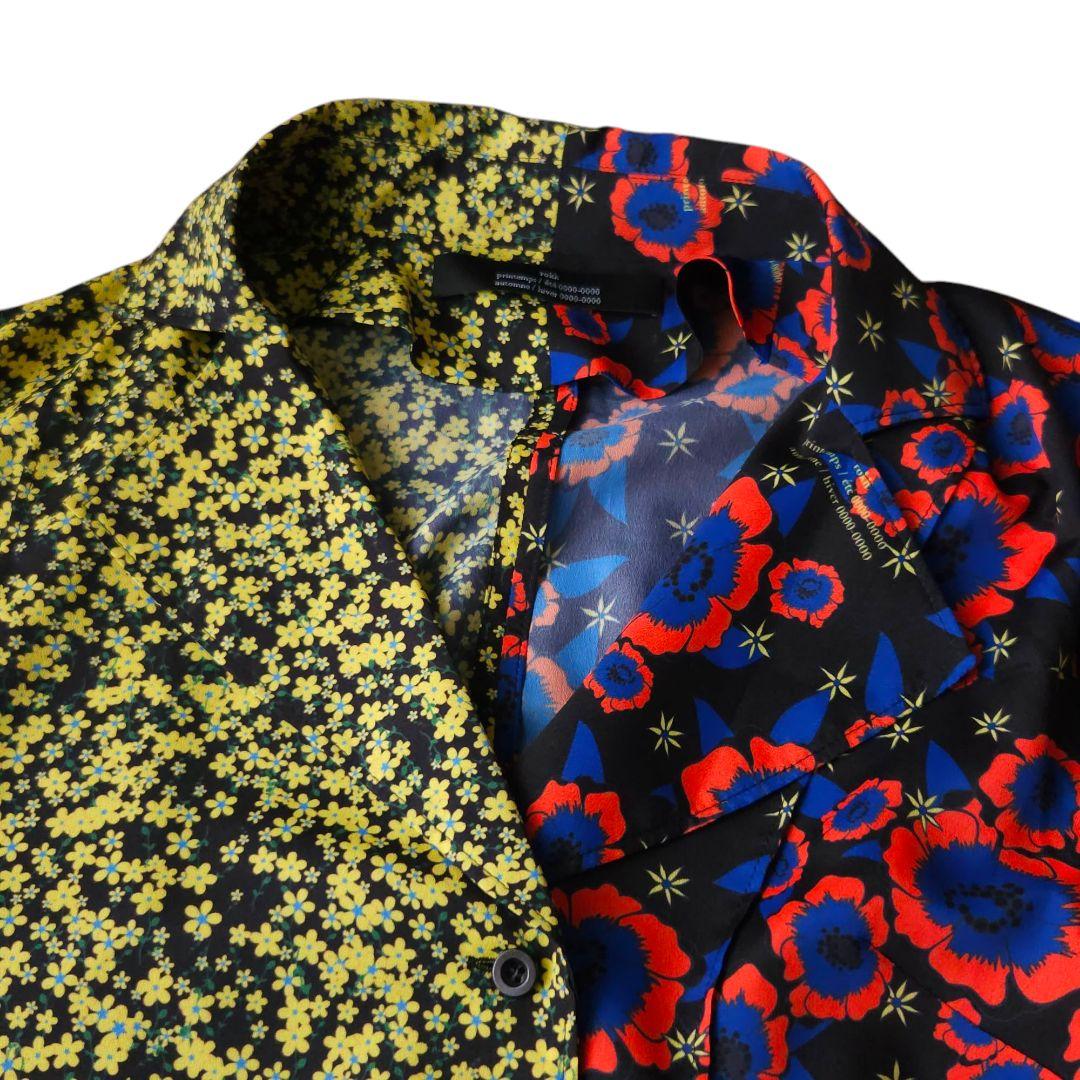 rokh ロク 花柄 ドッキングオープンカラーシャツ 半袖 L相当 極美品