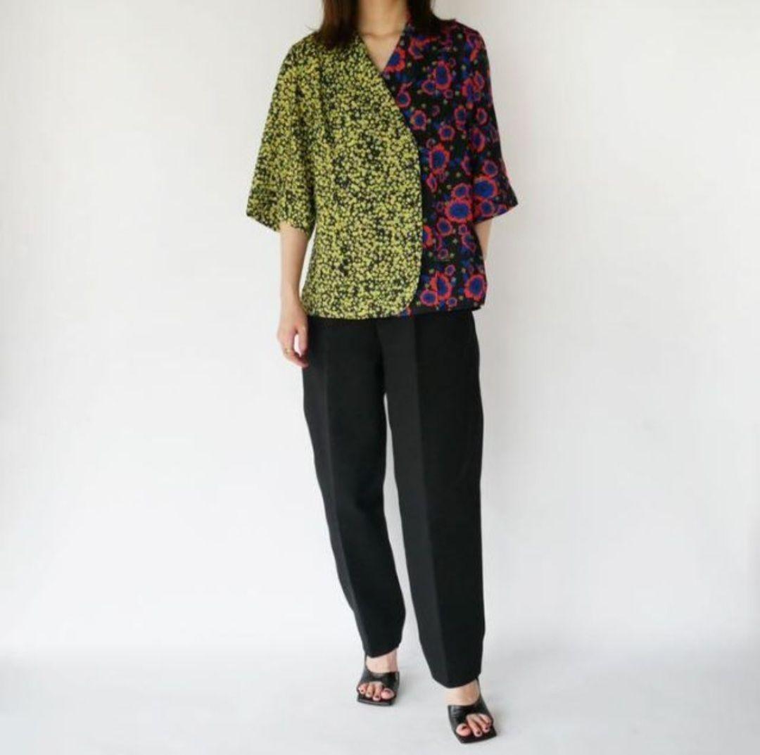 rokh ロク 花柄 ドッキングオープンカラーシャツ 半袖 L相当 極美品