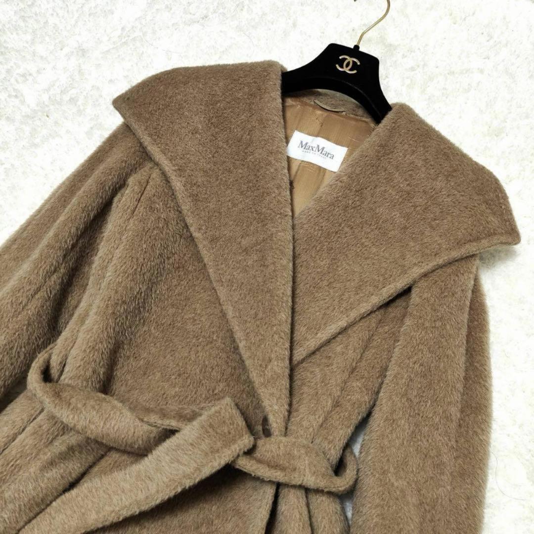 【極美品】MaxMara テディベアコート ベルテッド 女優襟 アルパカ 白タグ