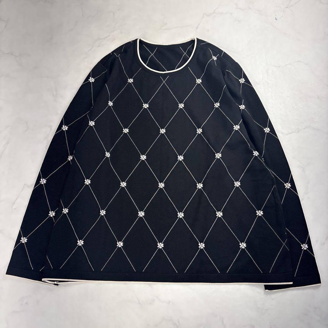 【現行 未使用級 3XL✨】レリアン ミニフラワーニットプルオーバー 黒