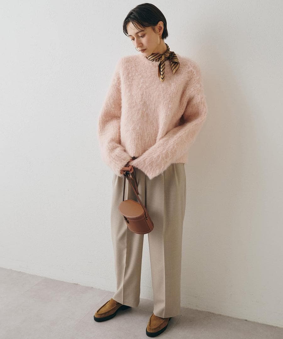 まりっぺ様Whim Gazette ミックスヤーンクルーネックニットプルオーバー