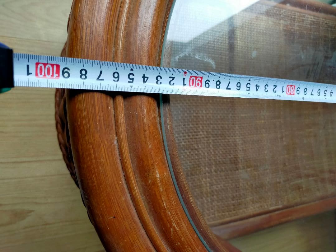 籐ガラステーブル　ラタンガラステーブル