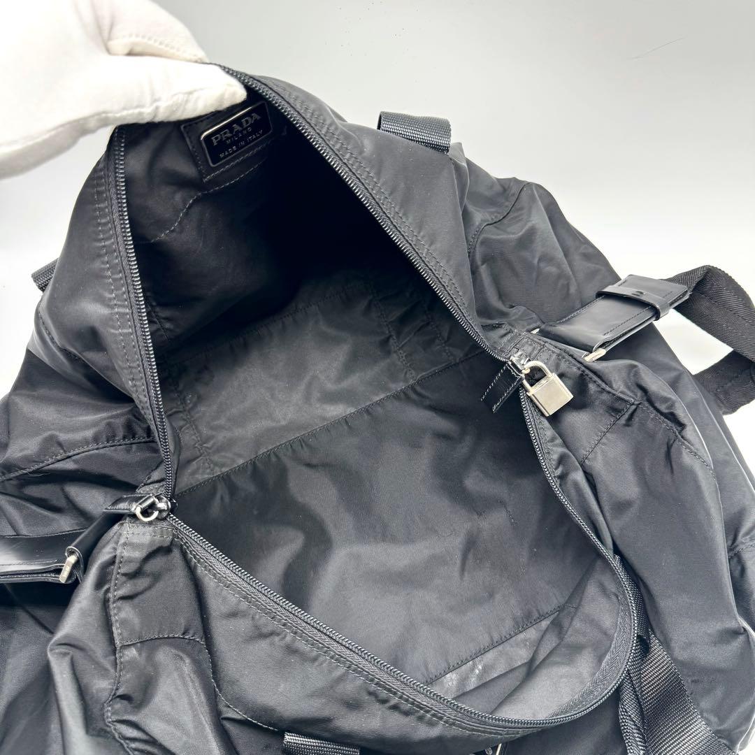 【極上美品】プラダ 2way ボストンバッグ レザー 南京錠 鍵付き ナイロン